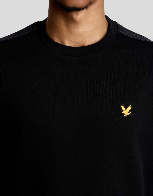 Lyle & Scott midlayers met jacquard tape en ronde hals in z865 jet black, 3 van 7