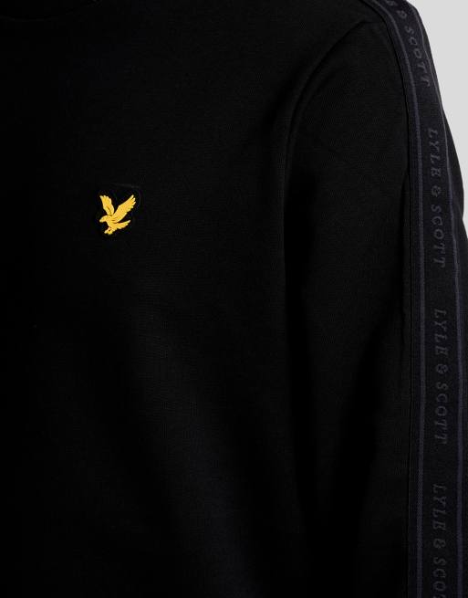 Lyle & Scott midlayers met jacquard tape en ronde hals in z865 jet black, 6 van 7