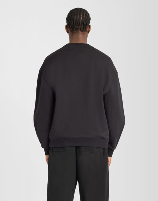 Lyle & Scott Midlayers schweres Loopback-Sweatshirt mit Rundhalsausschnitt in Schwarz, 4 von 6