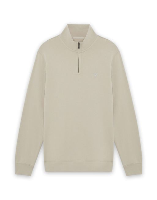 Lyle & Scott midlayers superfijne sweatshirt met kwartrits in x685 mask grey, 4 van 6