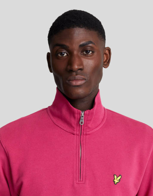 Lyle & Scott midlayers sweatshirt met halve rits in bordeauxrood, 4 van 7
