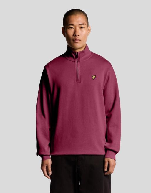 Lyle & Scott midlayers sweatshirt met halve rits in bordeauxrood, 6 van 7