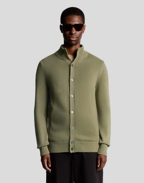 Lyle & Scott military cardigan in dusky green - view 1
