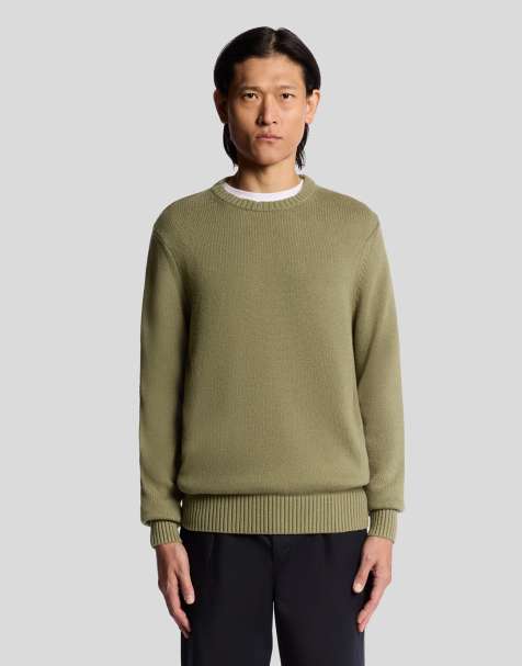 Lyle & Scott military crew neck jumper in dusky green - view 1