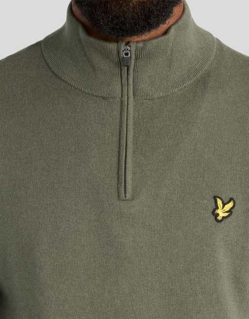 Lyle & Scott mittlerer Strick-Golf-Pullover mit Viertelreißverschluss in x65 Kaktusgrün, 3 von 6
