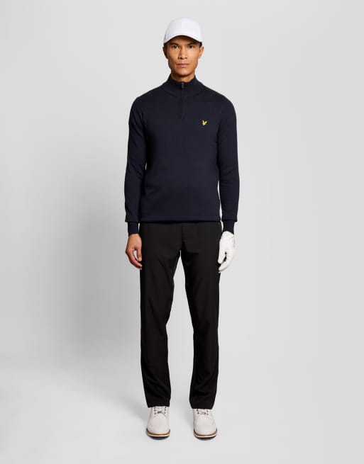 Lyle & Scott mittlerer Strick-Golf-Pullover mit Viertelreißverschluss in z271 Dunkelmarineblau, 2 von 7