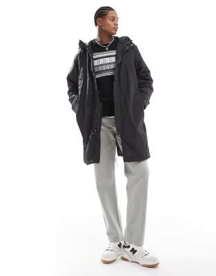 lyle & scott - mörkgrå parkas i lång modell-grå/a