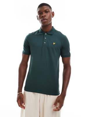 lyle & scott - mörkgrön pikétröja-grön/a