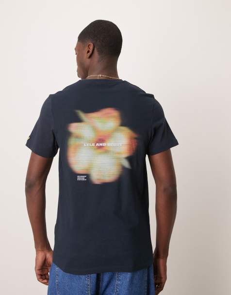 Lyle & Scott motion floral graphic t-shirt in navy - view 1