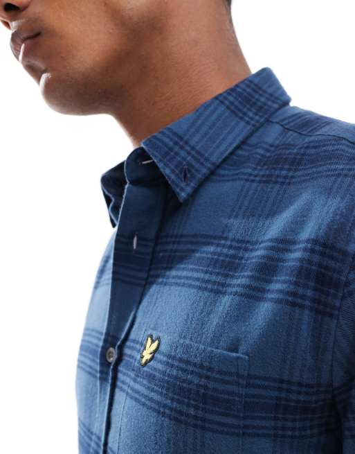 Lyle & Scott - Mørkeblå flonelskjorte med tonede tern, 2 af 4