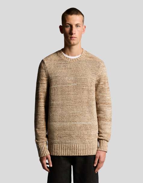 Lyle & Scott   multi marl crew neck jumper in  tigers eye marl  - view 1