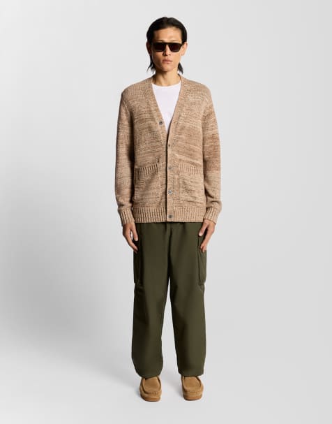 Lyle & Scott   multi marl v neck cardigan in  tigers eye marl - view 1