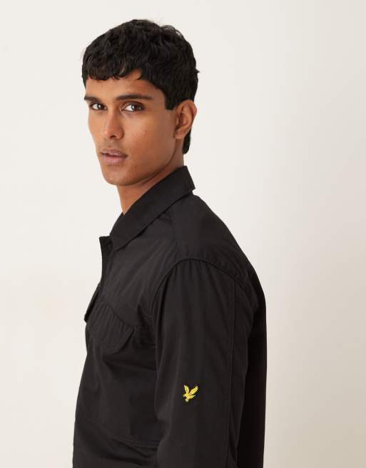 Lyle & Scott multi pocket overshirt in jet black