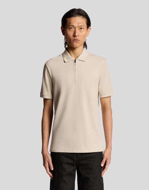 Lyle & Scott ottoman half zip polo shirt in  grey taupe 