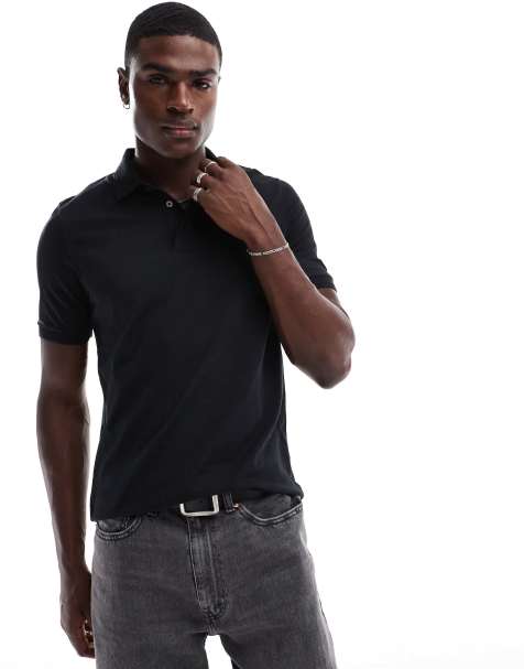 Lyle & Scott ottoman tipped polo shirt in black