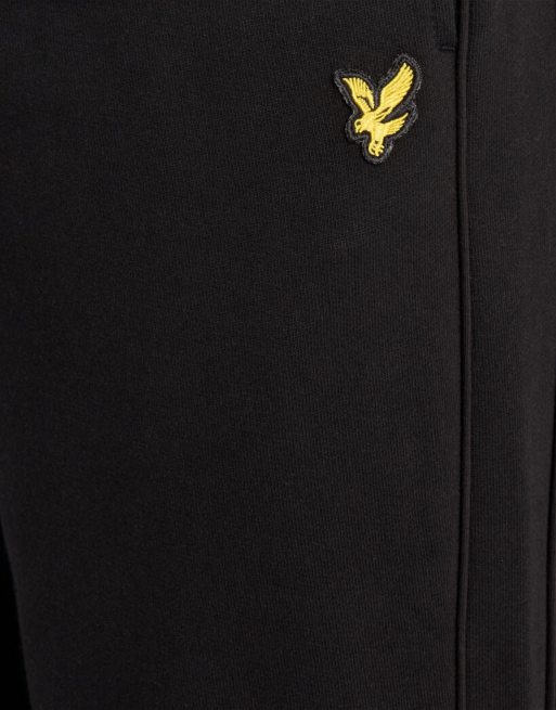 Lyle & Scott - pantalón de chándal de corte medio con ribetes en negro azabache z865, 6 de 6