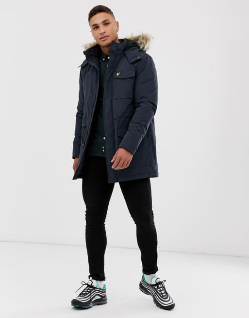 lyle & scott fur hood padded parka jacket