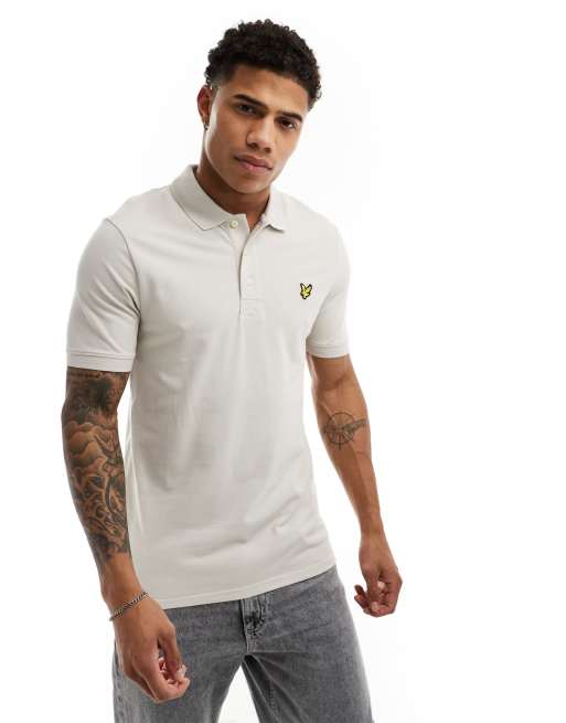 Lyle & Scott – Pikee-Polohemd in Beige mit Markenlogo