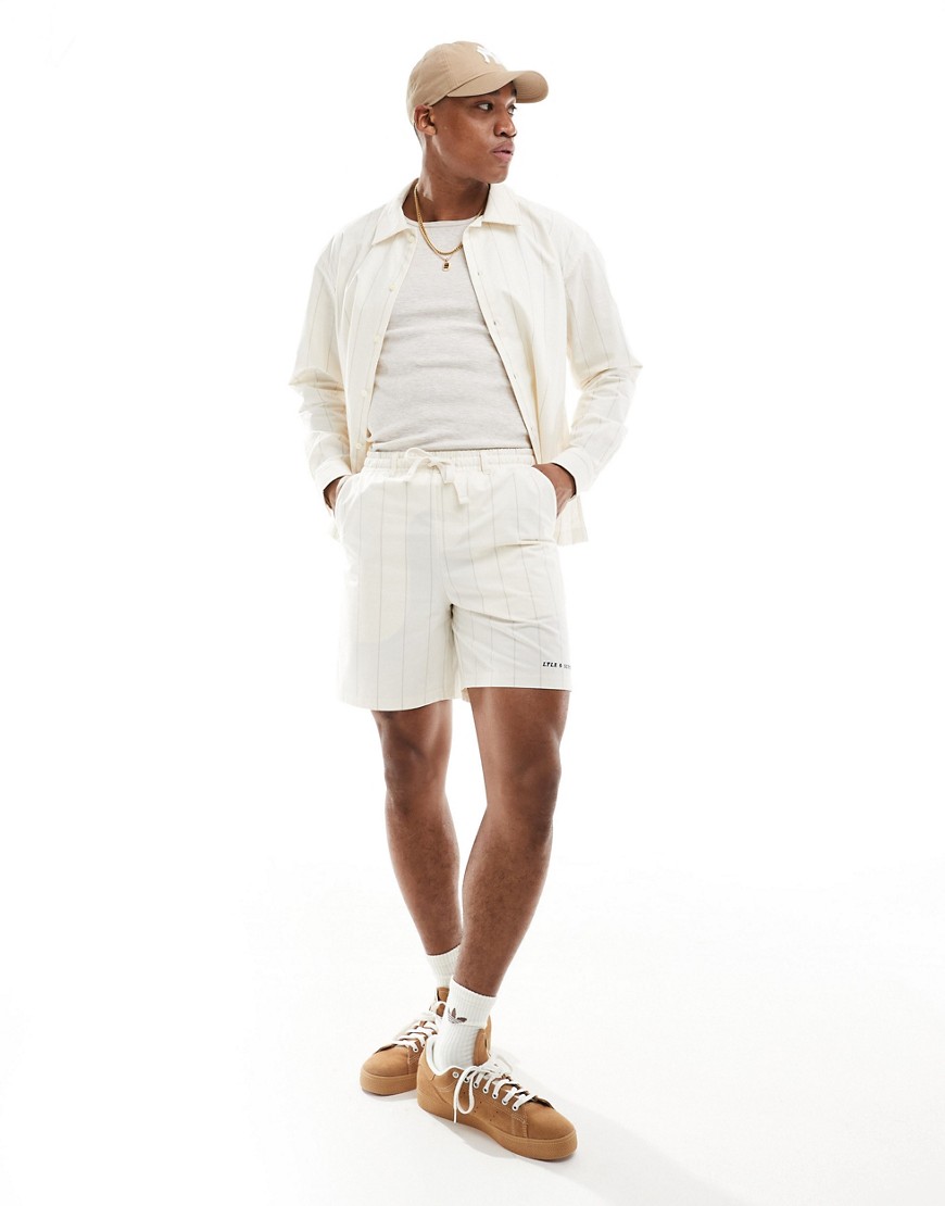 Lyle & Scott pinstripe shorts in cream CO-ORD-White