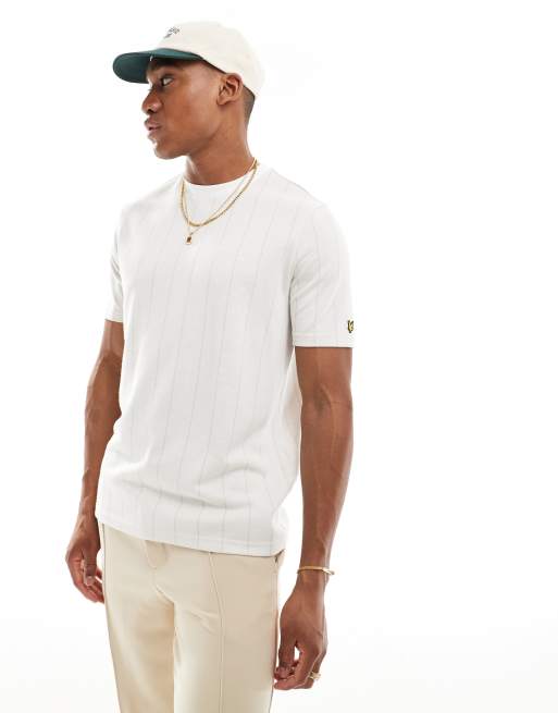 Lyle & Scott pinstripe t-shirt in cream (part of a set)