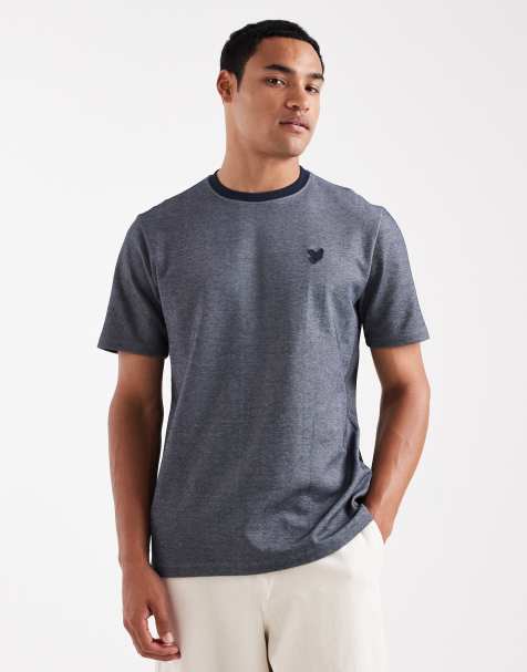 Lyle & Scott  pique  t-shirt in  chambray blue   