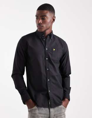 Lyle & Scott plain oxford shirt in black