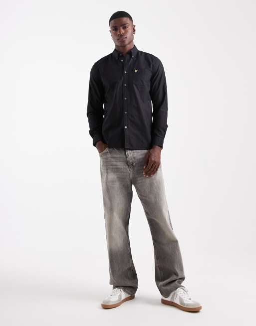 Lyle & Scott plain oxford shirt in black  , 2 of 5