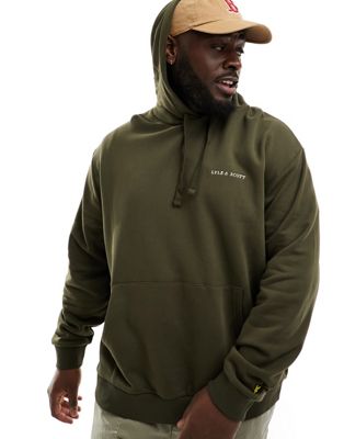 Lyle & Scott PLUS embroidered logo hoodie in olive green