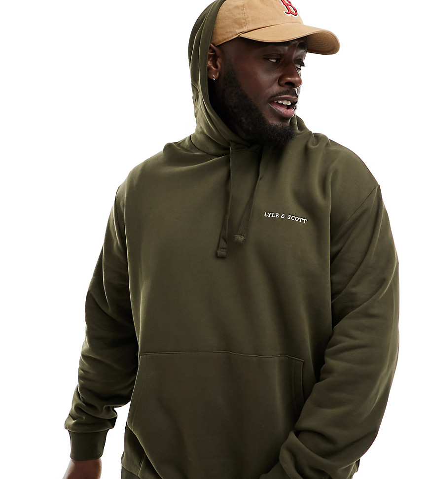 Lyle & Scott PLUS embroidered logo hoodie in olive green