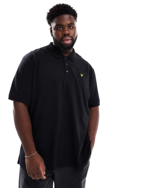 Lyle & Scott Plus Plain Polo Shirt in Black - view 1