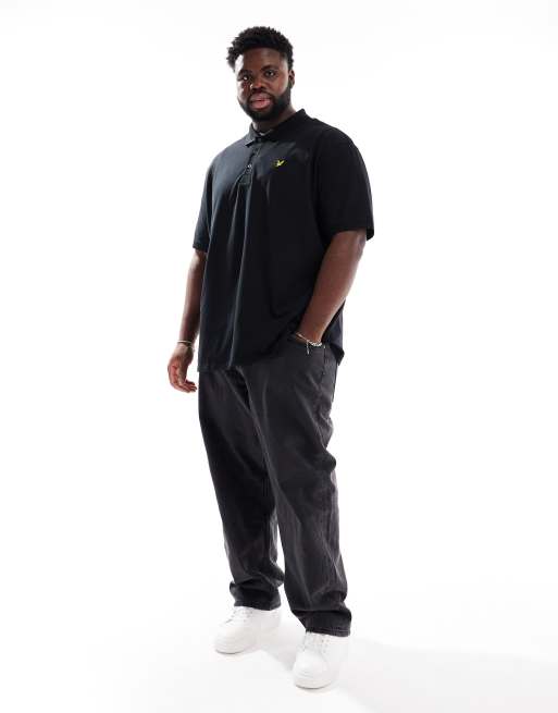 Lyle & Scott Plus Plain Polo Shirt in Black, 2 of 4