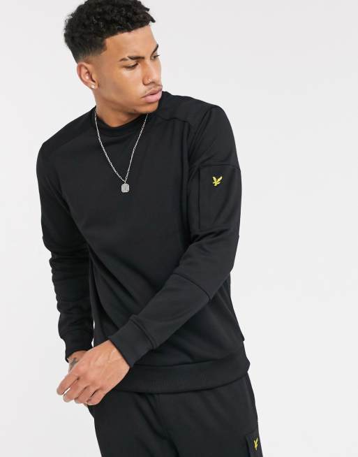 Lyle Scott pocket crew neck sweat in black