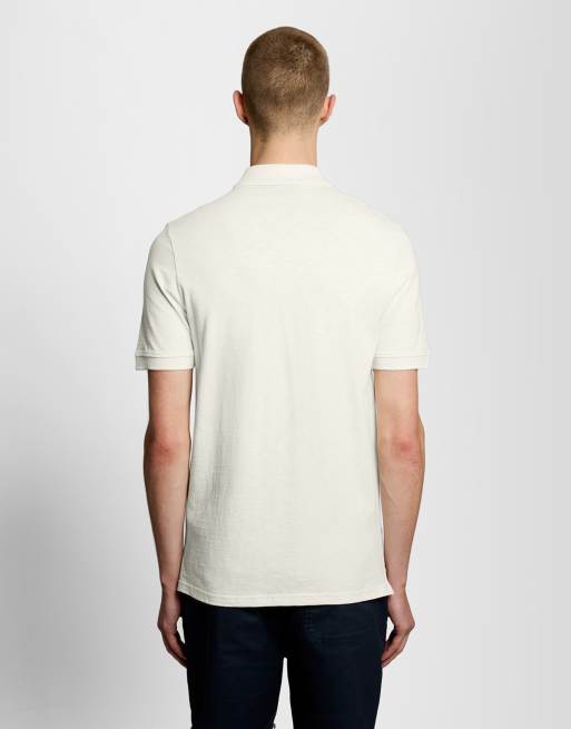 Lyle & Scott polo à manches courtes en maille flammée fine en y126 ice cream, 4 de 6