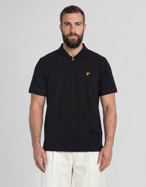 Lyle & Scott polo à manches courtes zippé à quart de zip en noir jais, 3 de 7