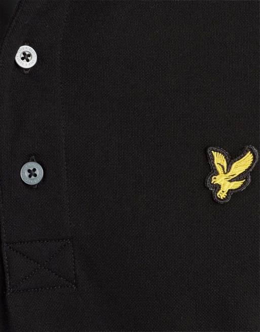 Lyle & Scott polo a maniche corte con colletto a contrasto in y326 jet black/pink flare, 2 di 7