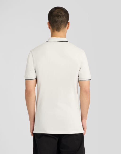 Lyle & Scott polo a maniche corte con colletto a contrasto in y327 glacier grey/ jet black, 4 di 6