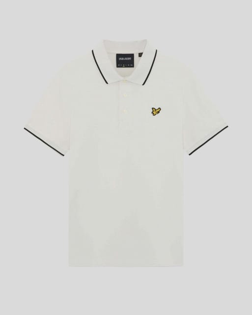 Lyle & Scott polo a maniche corte con colletto a contrasto in y327 glacier grey/ jet black, 3 di 7