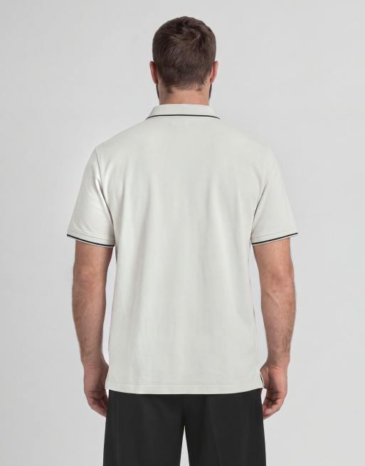 Lyle & Scott polo a maniche corte con colletto a contrasto in y327 glacier grey/ jet black, 6 di 7