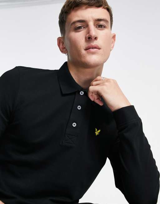 Lyle & Scott - Polo a maniche lunghe nera    , 2 di 4