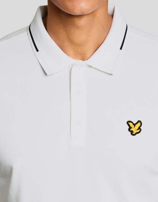 Lyle & Scott polo da golf a maniche corte 1874 con colletto a contrasto in 626 bianco, 3 di 7