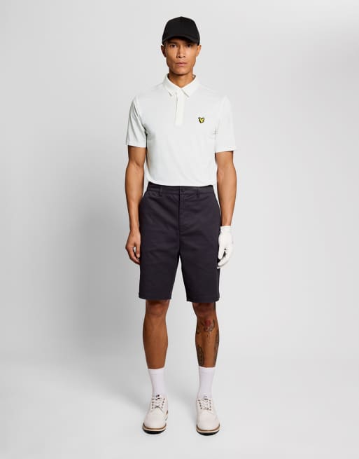 Lyle & Scott polo da golf a maniche corte con abbottonatura nascosta in 626 bianco, 2 di 6