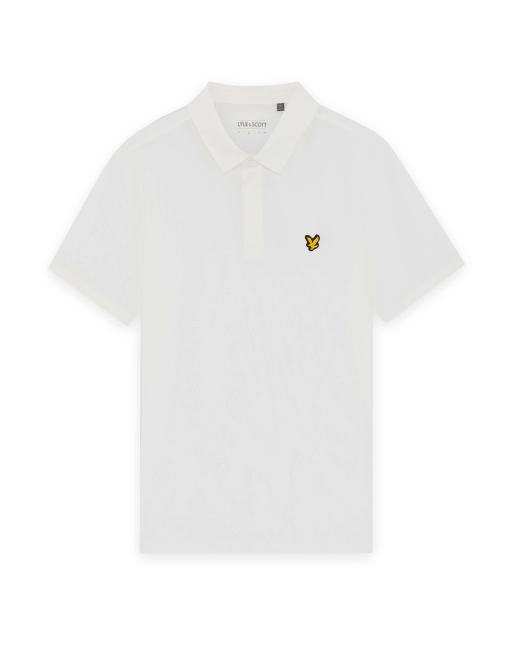 Lyle & Scott polo da golf a maniche corte con abbottonatura nascosta in 626 bianco, 5 di 6