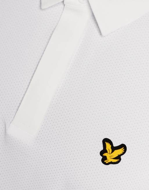 Lyle & Scott polo da golf a maniche corte con abbottonatura nascosta in 626 bianco, 6 di 6