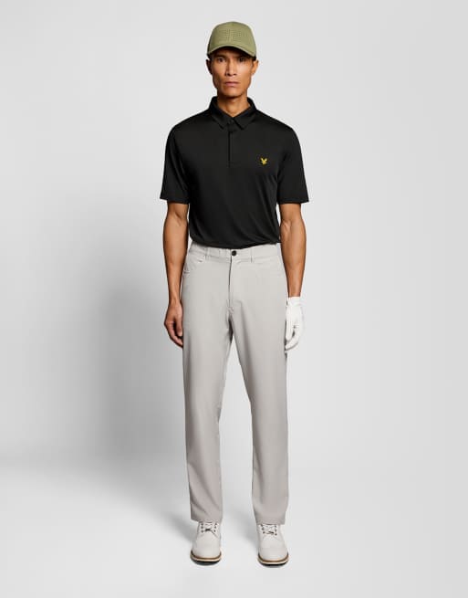 Lyle & Scott polo da golf a maniche corte con abbottonatura nascosta in z865 nero jet, 2 di 7