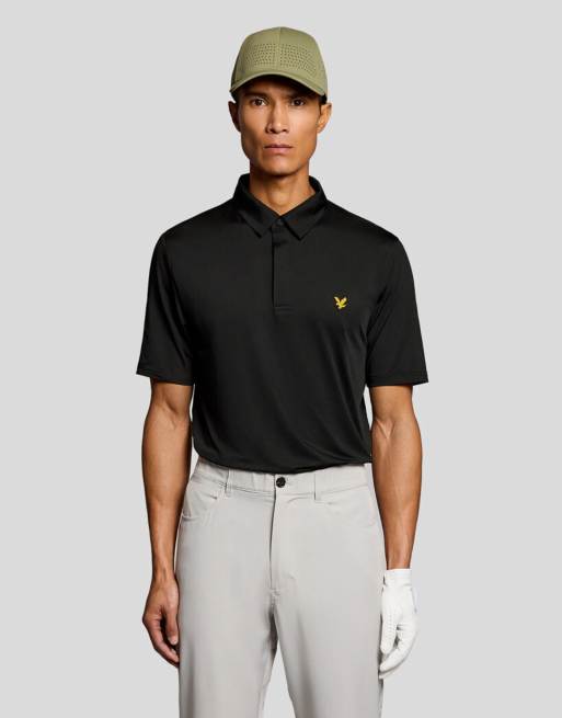 Lyle & Scott polo da golf a maniche corte con abbottonatura nascosta in z865 nero jet, 7 di 7