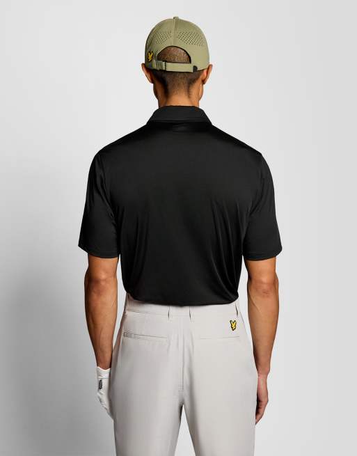 Lyle & Scott polo de golf à patte de boutonnage dissimulée en z865 noir jet, 4 de 7