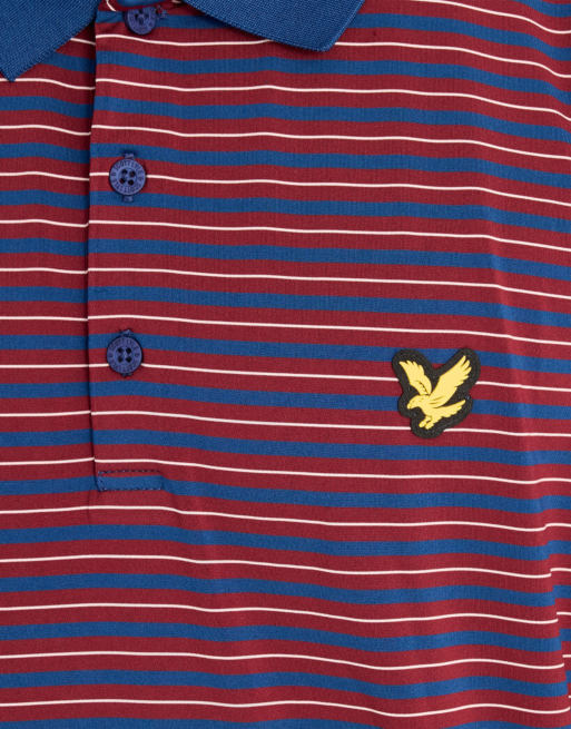 Lyle & Scott - polo de golf a rayas de manga corta en ciruela y blanco, 6 de 6