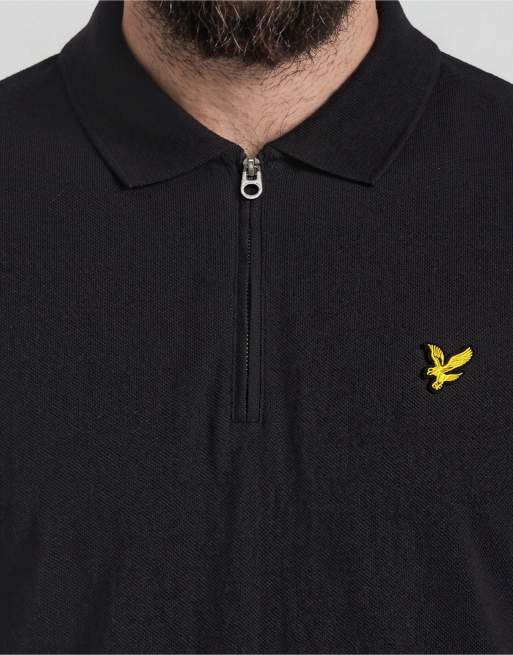 Lyle & Scott polo de manga corta con media cremallera en negro azabache, 6 de 7