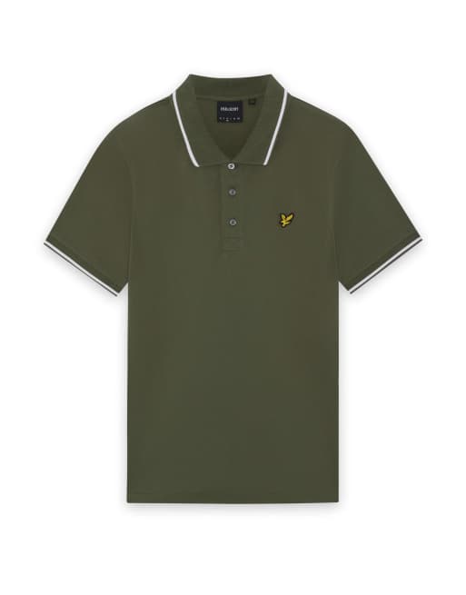 Lyle & Scott - Polo de manga corta con ribete en true olive/blanco, 6 de 6