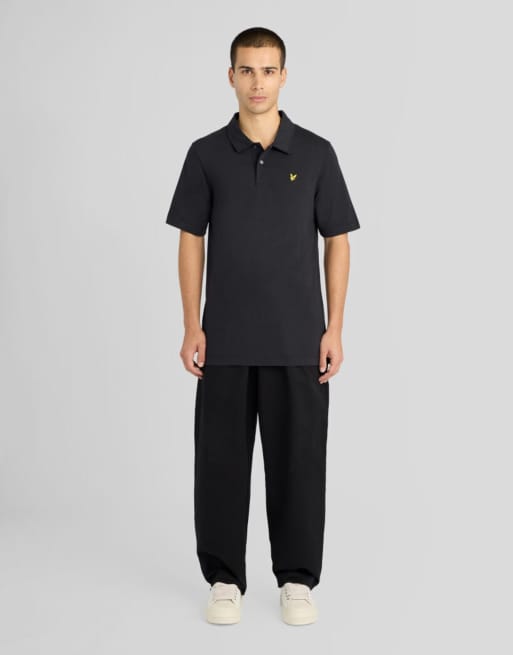 Lyle & Scott polo de punto holgado de manga corta en negro azabache, 2 de 6